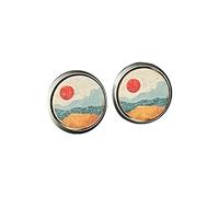 Lightweight Nature Moon Star Yoga Mountain Bar Stud Dangle Earrings for Women Bohemian Retro Snow Mountain Wooden Earrings for Yoga, Skiers, Hikers, Campers, Climbers, Nature Lovers, Wood, No Gemstone