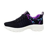 Lightweight Non Slip Sports Workout Tennis Shoes Fashion Breathable Mesh Woven Slip On Walking Shoe Comfortable Low Top Casual Shoes for women(A-Dark Purple, 6.5)