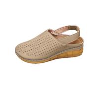 Lightweight Non-Slip Wedge Sandals for Women Size 4 Thick Slip-on Mules with Elastic Band Summer Hollow Shoes for Ladies Female Close Toe Comfortable Wide Width Arch Support Footwear for UK Outdoor