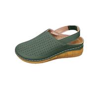 Lightweight Non-Slip Wedge Sandals for Women Size 6 Thick Slip-on Mules with Elastic Band Summer Hollow Shoes for Ladies Female Close Toe Comfortable Wide Width Arch Support Footwear for UK Outdoor