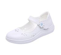 Lightweight Nursing Shoes for Women, Womens Leather Slip on Flat Adjustable Hollow Out Breathable White Nursing Shoes, for Medical Workers, Doctors, Healthcare Providers Work(White Blue,5 UK)
