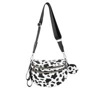 Lightweight Nylon Chest Bag for Women, Small Crossbody Handbags with Matching Headphone Bag, Multi Pocket Casual Shoulder Bags with Adjustable Shoulder Strap for Shopping Daily Use-Style 1 White
