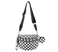 Lightweight Nylon Chest Bag for Women, Small Crossbody Handbags with Matching Headphone Bag, Multi Pocket Casual Shoulder Bags with Adjustable Shoulder Strap for Shopping Daily Use-Style 4 Black