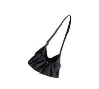 Lightweight Nylon Crossbody Bag With Adjustable Strap And Wrinkles Design Stylish Shoulder Bags For Travel Daily Use, Black, As the pic show