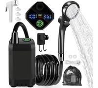 Lightweight Outdoor Shower Set with 6000mAh Rechargeable Battery and LED Temperature Display - Portable Camping Shower with Dual Flow Modes,Perfect for Camping,Travel,Beach and Pet Bathing