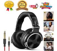 Lightweight Over Ear Studio Headphones with Adjustable Mic for DJing & Mixing