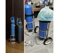 Lightweight Oxygen Tank Holder Cart - Adjustable Aluminum Trolley for Single Cylinder, 4 Height Levels, Easy Transport Oxygen Cylinder Rack (Diameter 9.25"/23.4cm)