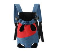 Lightweight Pet Backpack Carrier for Small Dogs & Cats - Easy-Fit Adjustable Straps, Basic Legs-Out Design, Durable for Daily Use (Fits Pets Under 15lb) (Red-Blue Color-Blocked, Medium)
