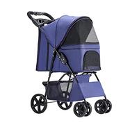 Lightweight Pet Stroller for Small Medium Dogs& Cats Dog and Cat Stroller Folding Pet Travel Cart Premium Dog Strollers Cat Carriage with Cup Holder (Black) (Blue)