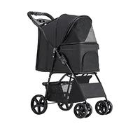 Lightweight Pet Stroller for Small Medium Dogs& Cats Dog and Cat Stroller Folding Pet Travel Cart Premium Dog Strollers Cat Carriage with Cup Holder (Black) (Black)