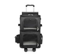 Lightweight Pet Stroller Pet Trolley Box, Portable Double-Layer Large-Capacity Luggage, Dog and Cat Breathable Cart for Dogs/Cat On The Trip (Color : Black)