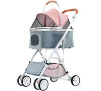 Lightweight Pet Stroller with Aluminum Frame, Removable Carrier, Foldable Cart for Dogs & Cats, 4-Wheel Pet Trolley for Easy Travel and Comfort