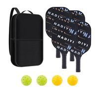 Lightweight Pickleball Paddles Set of 2, Fiberglass Pickleball Paddle with 4 Pickle Balls, Durable Racket for Beginners, Pros, Men, Women, Adults, Kids (Blue, Pickleball Paddles Set of 4)