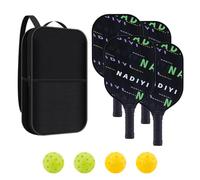 Lightweight Pickleball Paddles Set of 2, Fiberglass Pickleball Paddle with 4 Pickle Balls, Durable Racket for Beginners, Pros, Men, Women, Adults, Kids (Green, Pickleball Paddles Set of 4)