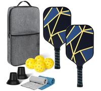 Lightweight Pickleball Paddles Set of 2, Graphite Fiberglass Infused Pickleball Set, 4 Pickleball Balls, 2 Cooling Towels& Bag, Premium Pickleball Rackets for Beginners & Pros (A)
