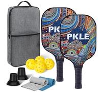Lightweight Pickleball Paddles Set of 2, Graphite Fiberglass Infused Pickleball Set, 4 Pickleball Balls, 2 Cooling Towels& Bag, Premium Pickleball Rackets for Beginners & Pros (H)