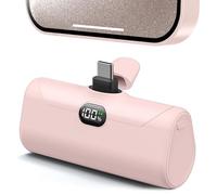 Lightweight Pink USB C Power Bank Portable Charger 5000mah with Kickstand for iPhone 17,Type-c Battery Pack Charger with Digital Display for iPhone 16/Samsung/Android phones, Pinky Gift for Her Phones