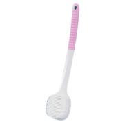 Lightweight Plastic Back Scrubber for Shower with Curved Long Handle Bath Brush Body Exfoliator for Men Women Elder Quick-Drying(Pale red)