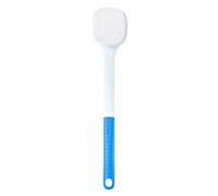 Lightweight Plastic Back Scrubber for Shower with Curved Long Handle Bath Brush Body Exfoliator for Men Women Elder Quick-Drying(Blu)