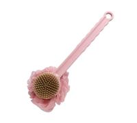 Lightweight Plastic Back Scrubber for Shower with Stiff and Soft Bristles Wall Mount Double Sided Shower Brush for Men Women Elder Quick-Drying(Pale Red)