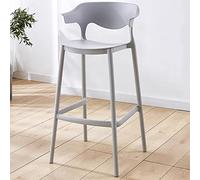 Lightweight Plastic Bar Stools with Backrest Stackable Tall Dining Chairs for Home Garden Pub Outdoor - 26" Seat Height Ideal for Living Room & Kitchen