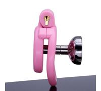 Lightweight Plastic Chastity Cage for Man Penis Exercise Flat Chastity Lock with 4 Sizes Rings Invisible Lock & Key Negative CB Lock Removable Catheter Sissy Negative Cover Sex Toys