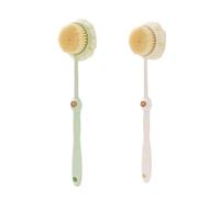 Lightweight Plastic Long Handle Shower Brush with Stiff and Soft Bristles Double Sided Bath Brush Body Exfoliator Men and Women Quick-Drying(Green+White)
