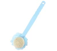 Lightweight Plastic Long Handle Shower with Stiff and Soft Bristles Double Sided Shower Brush with Curved Long Handle Men and Women Quick-Drying(Blu)