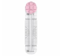 Lightweight Plastic Paper Trimmer, Multi-Function Craft Paper Cutter Slider Tool with Straight Wave Perforated & Creasing Blades for Cutting Paper Label Photos Postcards Scrapbook Card, Pink