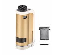 Lightweight Pocket Microscope Educational Toy for with LED 100X-250X Magnification Science Learning Magnification Alloy Kids Microscope