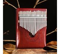 Lightweight Portable 21 Key Kalimba Made of Mahogany, Features Tuning Hammer and Beginner's Songbook (Red)