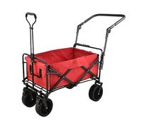 Lightweight Portable Folding Beach Cart - Sturdy Black Utility Trolley for Camping, Shopping & Outdoor Activities - Easy to Transport, Perfect for Family Outings.
