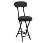 Lightweight, portable folding stool with padded seat - Compact breakfast chair for indoor and outdoor use, stylish black garden furniture, versatile and space-saving