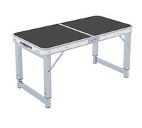 Lightweight Portable Folding Table with Stool - Adjustable Aluminum Design Easy Carry Handle Perfect for Camping Outdoor Activities Indoor Use Sl lack Finish