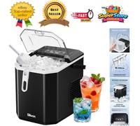 Lightweight Portable Ice Maker with Rapid Production and Self-Cleaning - Black