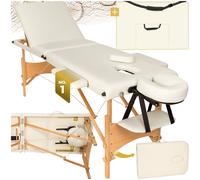 Tectake Massage Table 3-Zone Daniel, Padding and Bag - Cream, Cream