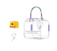 Lightweight Portable Plastic Bird Cage Ideal Travel Solution for Small Birds and Budgies Easy to Carry with Ventilation for Outdoor Adventures (Purple, 18.3x18.3x17cm)