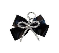 Lightweight Portable Silver Bowknot Charm for Everyday Use As Keychain or Bag Decors in Sweet Cool Styles Fashion Keychain, Black