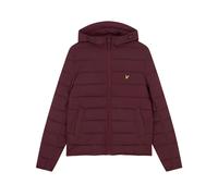 Men's Lyle & Scott Branded Burgundy Hooded Puffer Jacket - Red - Size: Regular/34