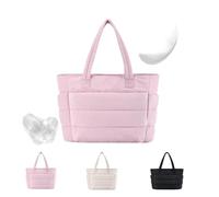 Lightweight Puffy Tote Bag, Puffy Tote Bag with Compartments Large Capacity Quilted Bags Weekender for Yoga Fitness (Pink)