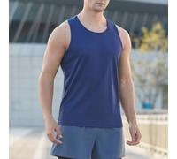 Lightweight Quick Dry Men's Mesh Tank Top Breathable Birdseye Fabric Vest For High Intensity Interval Training And Yoga Gray(XL Navy blue)
