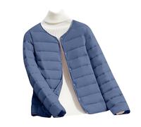 Lightweight Quilted Jacket Women's Thin Down Jacket Women's V-Neck Button Placket Puffer Jacket Soft Warm Transition Jacket Feather Light Down Jackets Down Coat for Women Plain Windproof Women's