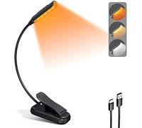 Lightweight Rechargeable 9 LED Amber Book Light for Reading in Bed, Eye-Care Clip-on Reading Light up to 80 Hours, 3 Brightness X 3 Color Modes
