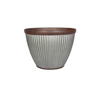 Lightweight Recycled Plastic Garden Pot Planter with Drainage Holes | UV Resistant & Frostproof | Irondale Silver Bowl 38cm