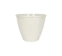 Lightweight Recycled Plastic Garden Pot Planter with Drainage Holes | UV Resistant & Frostproof | Kelkay Traditonal Collection Eden Emblem Small Pot (White)