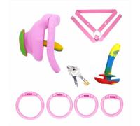 Lightweight Resin Male Chastity Cage, 4-Ring BDSM Accessory with Urethral Plug & Strap