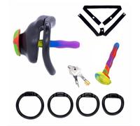 Lightweight Resin Male Chastity Cage, 4-Ring BDSM Accessory with Urethral Plug & Strap