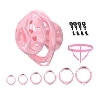 Lightweight Resin Male Lovely Chastity Device with Invisible Lock,Men Sissy Beginner Cage Bondage Gear with 6 Adjustable Rings & Auxiliary Belt Adult Sex Toy for Men Penis Erection Control