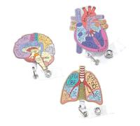 Lightweight Retractable Badge Reel Holder with Heart Lung Brain Acrylic Design and Rotating Clip for Nurses (Heart)