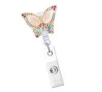 Lightweight Rhinestone Butterfly Badge Holder, 60cm Retractable Lanyard ABS Durable Expandable Name Holder for Daily Work Use